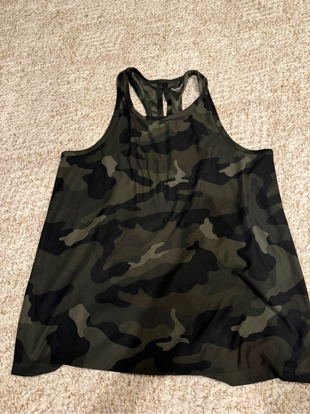 Women's Camo Racerback Tank Top with back tie - Olive Green